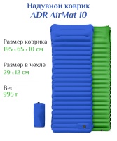 Коврик надувной ADR AirMat 10 (190х65х10 см) blue/green