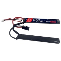 Аккумулятор 7.4V 1450mah (Li-Po) 30С двухлепестковый 115*17*7,5 мм AUG, G36, М-серия цевье (BlueMax)