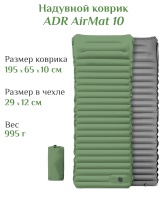 Коврик надувной ADR AirMat 10 (190х65х10 см) olive/grey