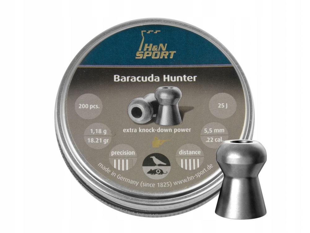 Пули пневматические H&N Baracuda Hunter (200) калибр 5,5 артикул  H&N Baracuda Hunter () купить недорого в магазине «Адреналин спорт»