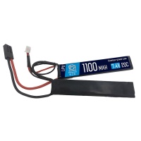 Аккумулятор 7.4V 1100mah (Li-Po) 20C двухлепестковый 5.2*21*102 мм (BlueMax)