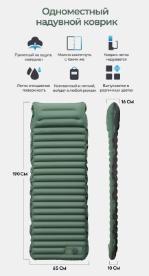Коврик надувной ADR AirMat 10 (190х65х10 см) blue/green21