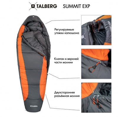 Спальный мешок Talberg SUMMIT EXP (-18) grey/violet, правый3