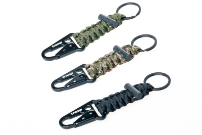 Брелок Tramp для ключей, паракордовый (карабин, кольцо для ключей, огниво) черный TRA-236