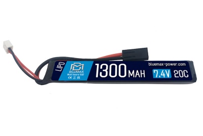 Аккумулятор 7.4V 1300mah (Li-Po) 20C stick 13.5*21*128 мм приклад весло, под крышку (BlueMax)