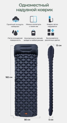 Коврик надувной ADR AirMat 5 (182х56х5 см) navy21