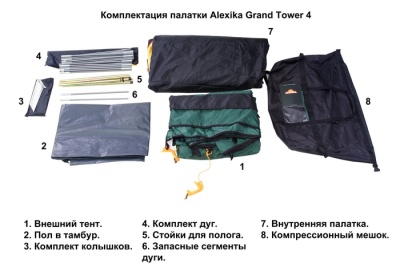 Палатка Alexika GRAND TOWER 4 green 9168.44012,8