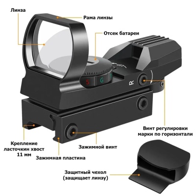 Прицел коллиматорный Gamo 1х22х33 Red, green dot reflex sight Black
