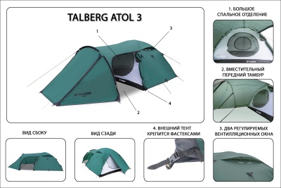 Палатка Talberg ATOL 3 green9