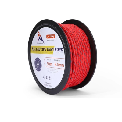 Шнур туристический ADR Reflective rope 6 мм, 30 м (red) светоотражающий